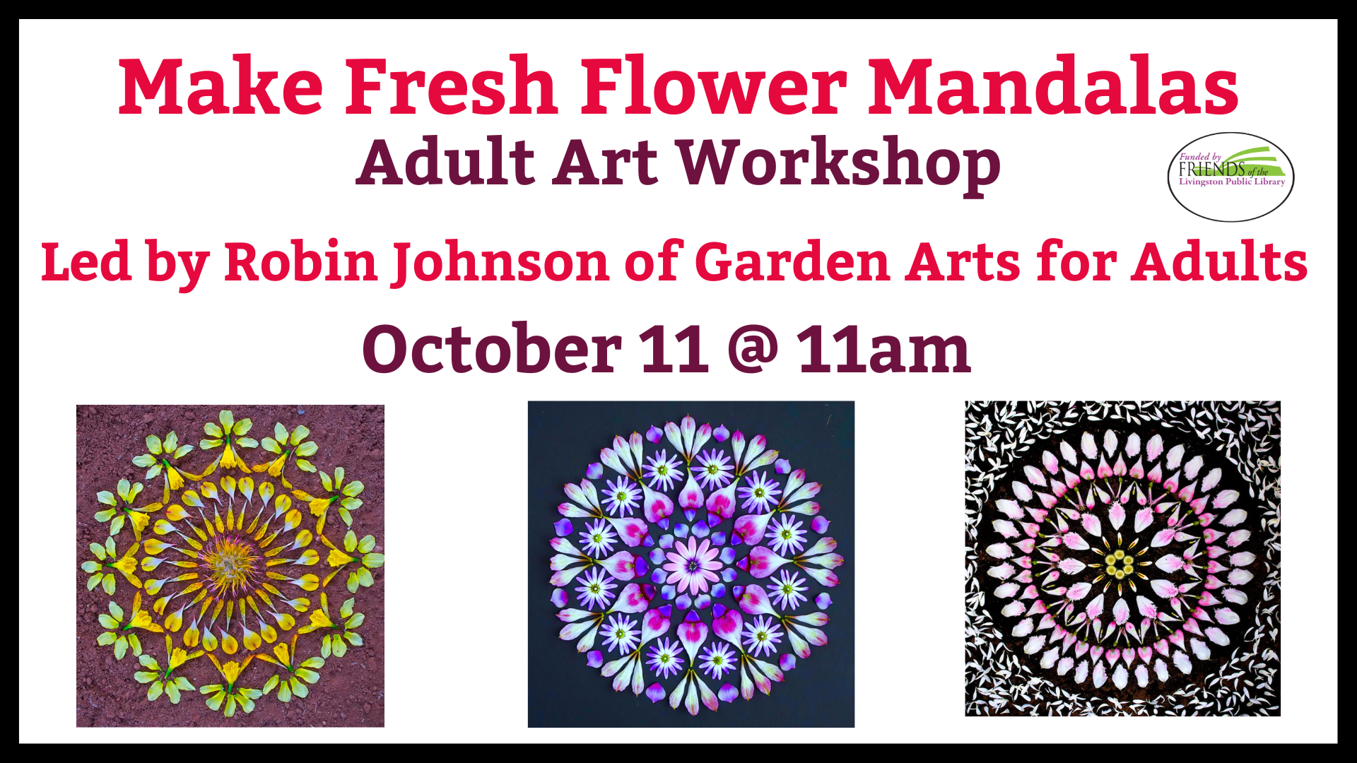 Adult art workshop: Fresh Flower Mandalas
