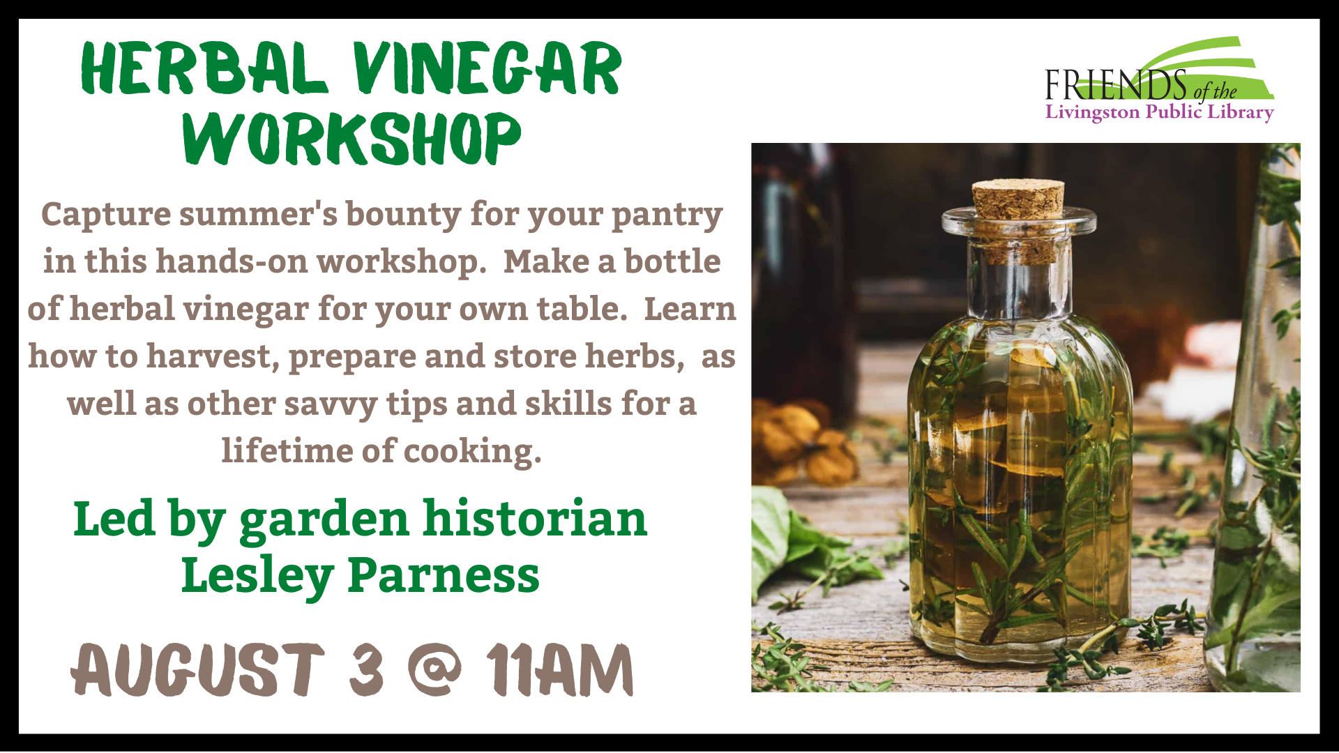 Herbal Vinegar Workshop by Lesley Parness