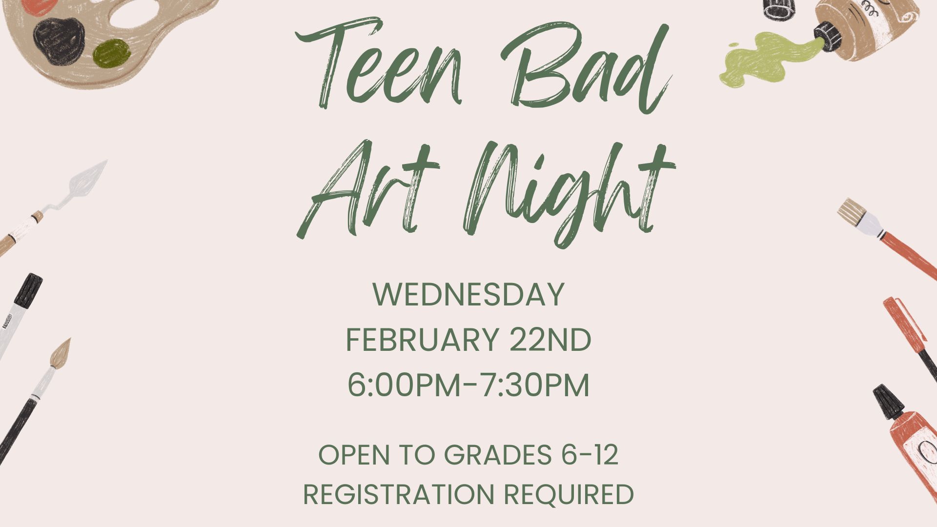 teen bad art night february 22 2023