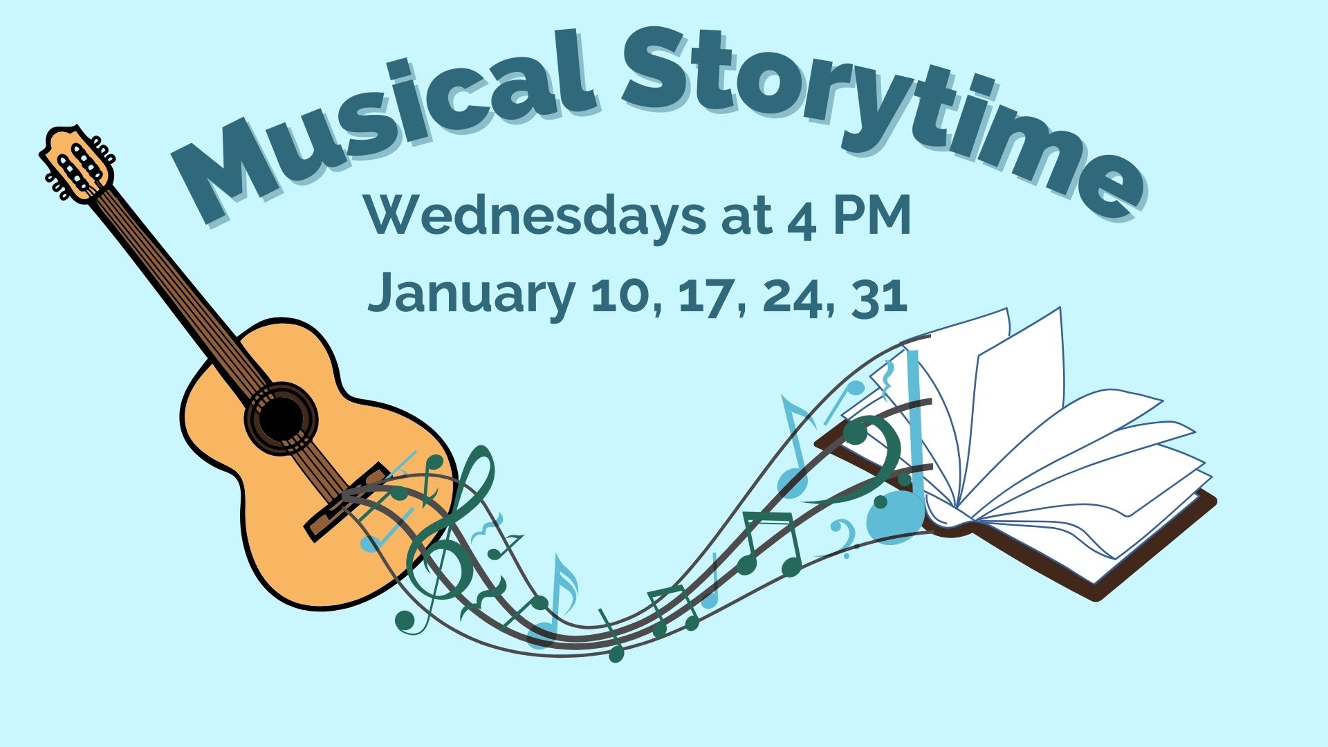 Musical Storytime logo with dates & times