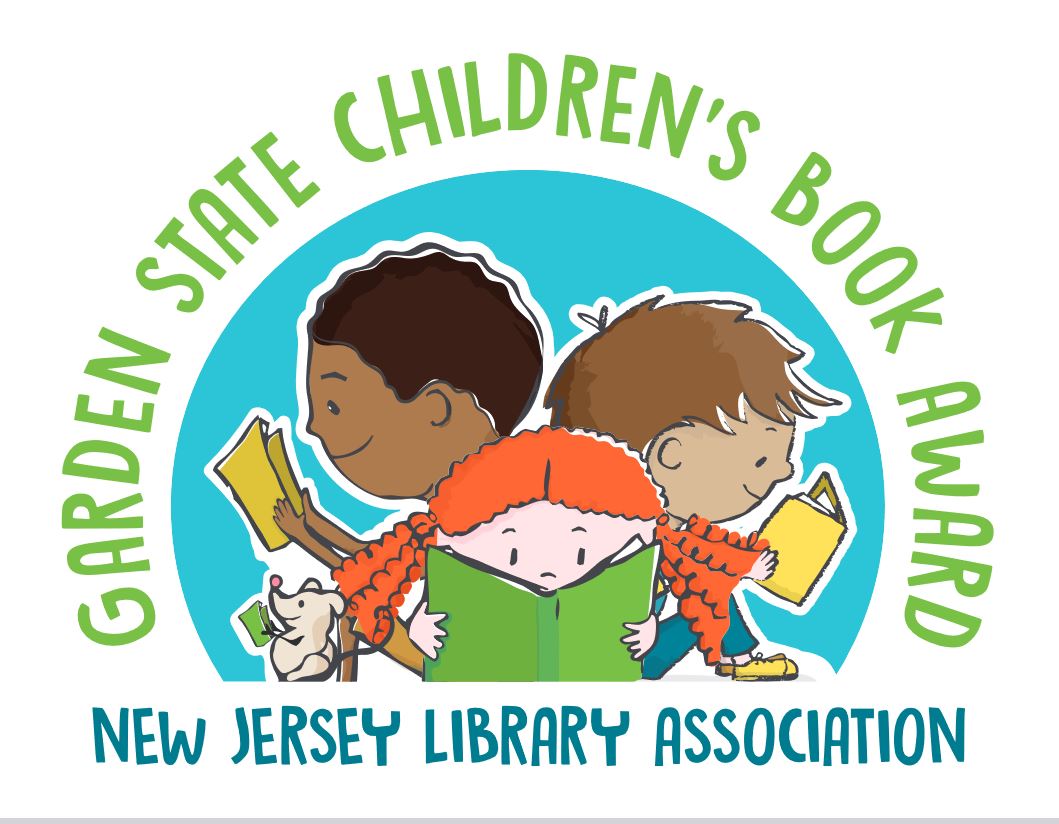 Text reads Garden State Children's Book Award New Jersey Libray Association with an image of three children and one mouse reading books