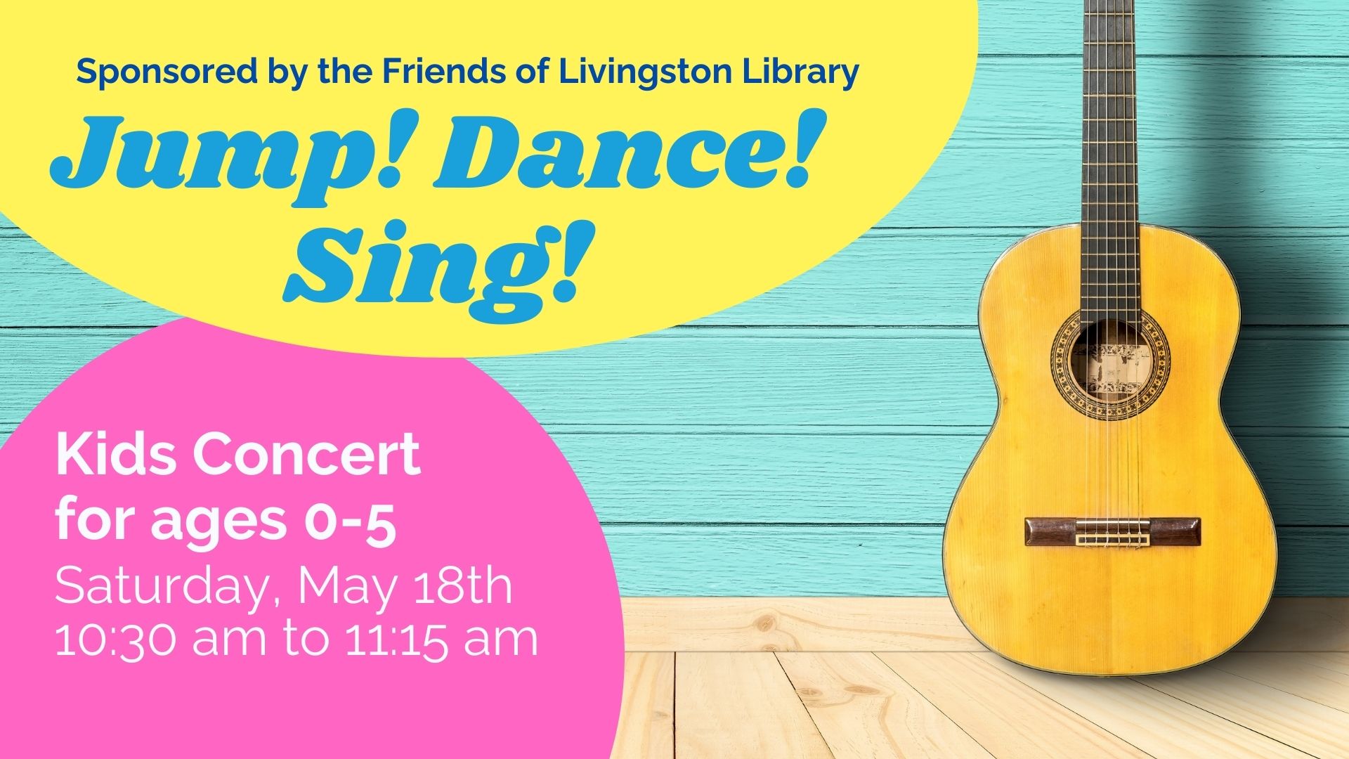 Jump Dance Sing! May 18th from 10:30 to 11:15 am