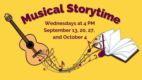 Musical Storytime logo with dates & times