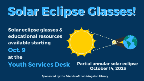 diagram of solar eclipse on a blue background with information about the program