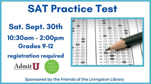 White background. Picture of a text/scantron. Admit U and First Choice Prep logos