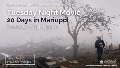 Banner advertising our screening of 20 DAYS IN MARIUPOL