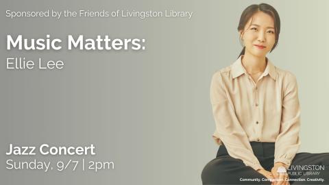 Banner advertising our Music Matters concert with Ellie Lee