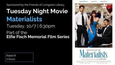 Banner advertising our screening of MATERIALISTS