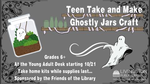 Grey background with a cartoon image of the ghostly jar craft