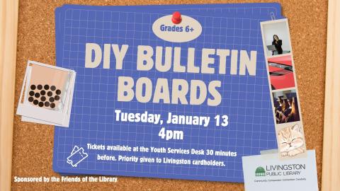 Brown tack board background, blueprints with the words of the program on it in tan. Images of different life events across the board.