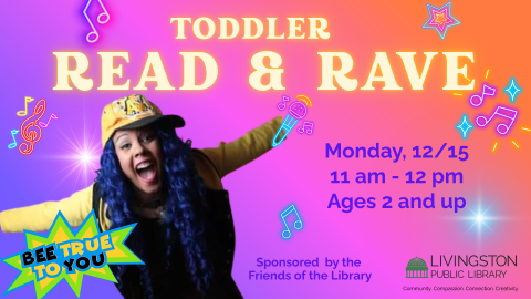 neon toddler read & rave text on a pink to purple gradient background