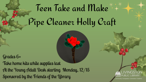 Green background with holly plant graphics