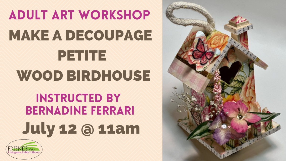 Adult art workshop: decoupage wood birdhouse