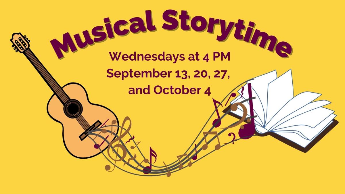 Musical Storytime logo with dates & times