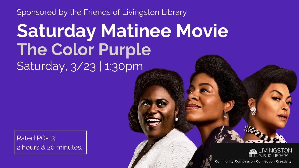 Banner advertising our screening of THE COLOR PURPLE