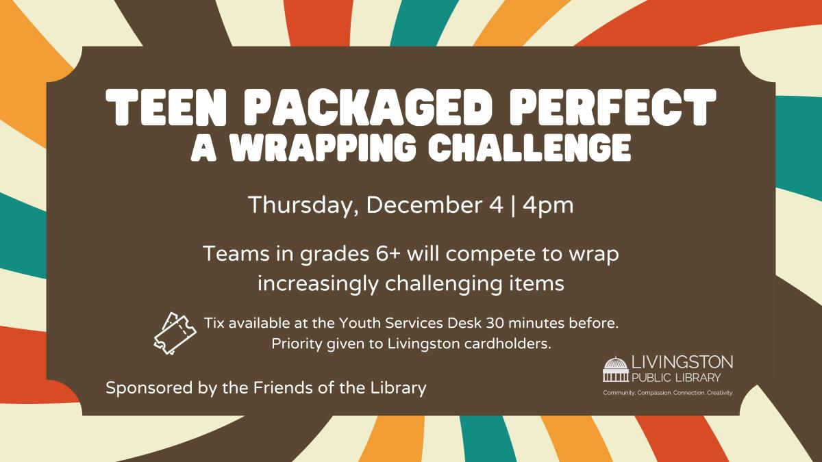 Rainbow background, with a smaller brown background, White text inside.