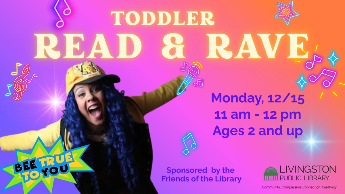 neon toddler read & rave text on a pink to purple gradient background